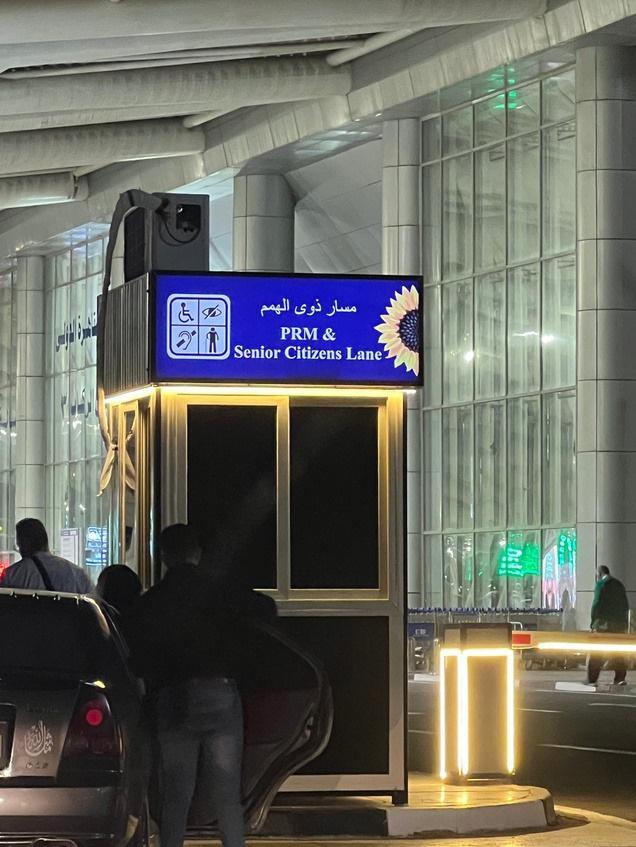Airport wayfinding and route sign installation at Cairo International Airport